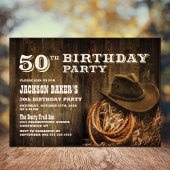 ウッド素朴ウェスタン50th誕生日パーティー 招待状