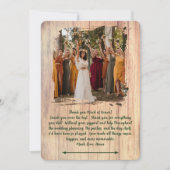 ウッド素朴ウェディングパーティーありがとう写真メッセージ サンキューカード (正面)