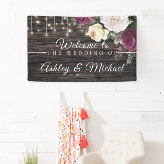 ウッド素朴ウェディングパーティーバナー 横断幕 (インサイチュ)