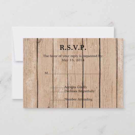 ウッド素朴ウェディングRSVP 出欠カード (正面)