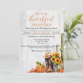 ウッド素朴ウエスタンサンフラワー感謝祭ディナー 招待状 (スタンド正面)