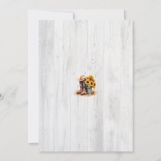 ウッド素朴ウエスタンサンフラワー感謝祭ディナー 招待状 (裏面)