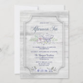 ウッド素朴エイジアフタヌーンティー誕生日 招待状 (正面)