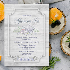 ウッド素朴エイジアフタヌーンティー誕生日 招待状