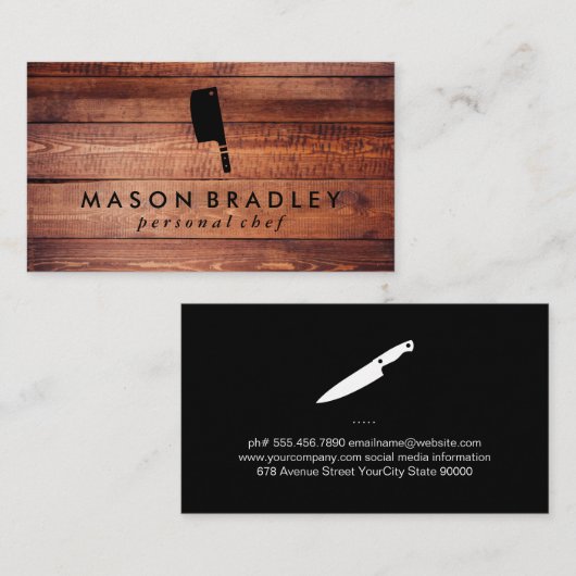 ウッド素朴エグゼクティブシェフ 名刺 (正面/裏面)