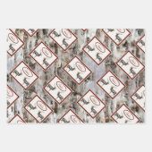 ウッド素朴エルク/トナカイ家族モノグラムタングレー ラッピングペーパーシート (正面2)