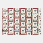 ウッド素朴エルク/トナカイ家族モノグラムタングレー ラッピングペーパーシート (正面)