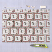 ウッド素朴エルク/トナカイ家族モノグラムタングレー 薄葉紙 (クラフト)