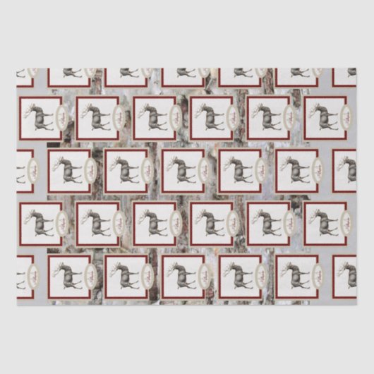 ウッド素朴エルク/トナカイ家族モノグラムタングレー 薄葉紙 (正面)