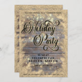 ウッド素朴エレガントホリ企業のーパーティー 招待状 (正面/裏面)