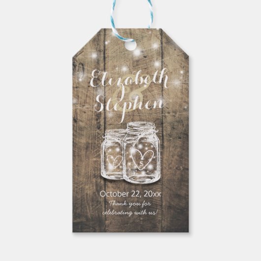 ウッド素朴エレガントメイスンジャーのストリングラ結婚イト ギフトタグ (正面)