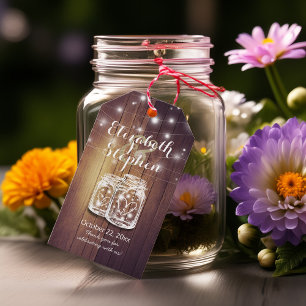 ウッド素朴エレガントメイスンジャーのストリングラ結婚イト ギフトタグ