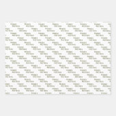 ウッド素朴オリーブグリーンスノーフレークハッピーホリデー ラッピングペーパーシート (正面2)