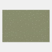 ウッド素朴オリーブグリーンスノーフレークハッピーホリデー ラッピングペーパーシート (正面)