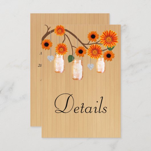 ウッド素朴オレンジフローラメイスンジャーズ詳細 エンクロージャーカード (正面/裏面)
