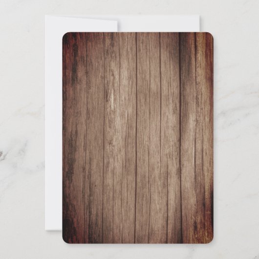 ウッド素朴オークの木とストリングライト結婚ズ セーブザデート (裏面)