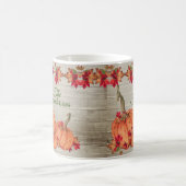 ウッド素朴オータムオレンジカボチャ紅葉 コーヒーマグカップ (中央)