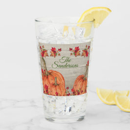 ウッド素朴オータムオレンジカボチャ紅葉 タンブラーグラス