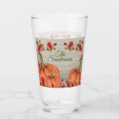 ウッド素朴オータムオレンジカボチャ紅葉 タンブラーグラス (正面)