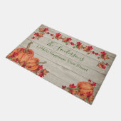 ウッド素朴オータムオレンジカボチャ紅葉 ドアマット (アングル)