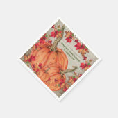 ウッド素朴オータムオレンジカボチャ紅葉Pa スタンダードカクテルナプキン (角)