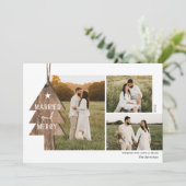 ウッド素朴オーナメントが新婚3回フォトクリスマス  シーズンカード (スタンド正面)