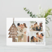 ウッド素朴オーナメント3 Photo Collageクリスマス シーズンカード (スタンド正面)