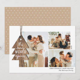 ウッド素朴オーナメント3 Photo Collageクリスマス シーズンカード