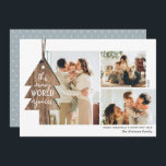 ウッド素朴オーナメント3 Photo Collageクリスマス シーズンカード<br><div class="desc">私たちは感謝する非常に多くを持っている – これらの素朴なスタイルの3フォトコラージカードと今年のホリデーシーズンに有意義なクリスマスの挨拶を送る。木の木のオーナメントつるは離れ横から、タイポグラフィは「疲れた世界が喜ぶ」と喜んだ。 自分の写真カスタマイズと文字と共に簡単!カードの背面には、ほこりっぽい青い灰色の背景の上に白い星のパター自然ンが含まカスタマイズれ(色は望ましいもし)。カスタムデザインや製品のリクエストについては、orabellaprints@outlook.com - Traceyに電子メールを送信する。</div>