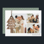 ウッド素朴オーナメント3 Photo Collageクリスマス シーズンカード<br><div class="desc">私たちは感謝する非常に多くを持っている – これらの素朴なスタイルの3フォトコラージカードと今年のホリデーシーズンに有意義なクリスマスの挨拶を送る。木の木のオーナメントつるは離れ横から、タイポグラフィは「疲れた世界が喜ぶ」と喜んだ。 自分の写真カスタマイズと文字と共に簡単!カードの背面には、セージの緑の背景の上に白い星のパター自然ンが含まカスタマイズれ(色は望ましいもし)。カスタムデザインや製品のリクエストについては、orabellaprints@outlook.com - Traceyに電子メールを送信する。</div>