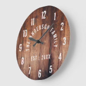 ウッド素朴カスタムファミリーネームファームハウス ラウンド壁時計 (傾斜)