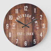ウッド素朴カスタムファミリーネームファームハウス ラウンド壁時計 (正面)