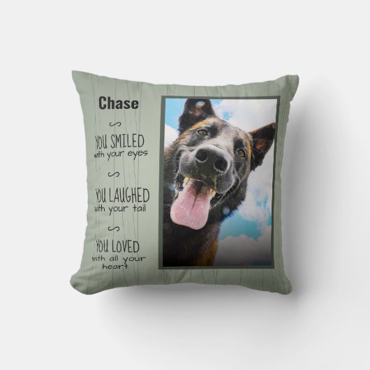 ウッド素朴カスタムペット記念写真 クッション (正面)