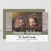 ウッド素朴カスタム家族フォトメリークリスマス シーズンカード (正面/裏面)