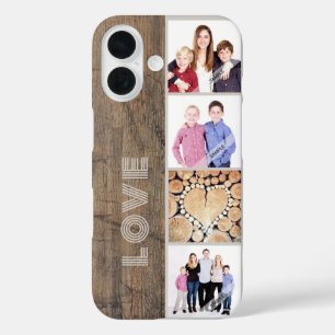 ウッド素朴カスタム4フォトコラージュパーソナライズされた iPhone 16ケース