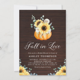 ウッド素朴カボチャとヒマワリブライダルシャワー 招待状