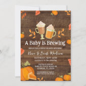 ウッド素朴カボチャベビーは少年のために醸造されている 招待状 (正面)