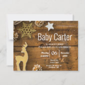ウッド素朴カントリークリスマスボーイベビーシャワー 招待状 (正面)