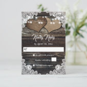 ウッド素朴カントリーハートフローラレース結婚ズ 出欠カード (スタンド正面)