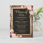 ウッド素朴カントリーフローラスタイル卒業 招待状 (スタンド正面)