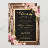 ウッド素朴カントリーフローラスタイル卒業 招待状 (正面/裏面)