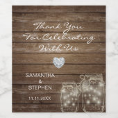 ウッド素朴カントリーメイソンジャースハート結婚ズ ワインラベル (シングルラベル)