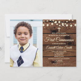 ウッド素朴カントリー第1代共産少年ガール 招待状