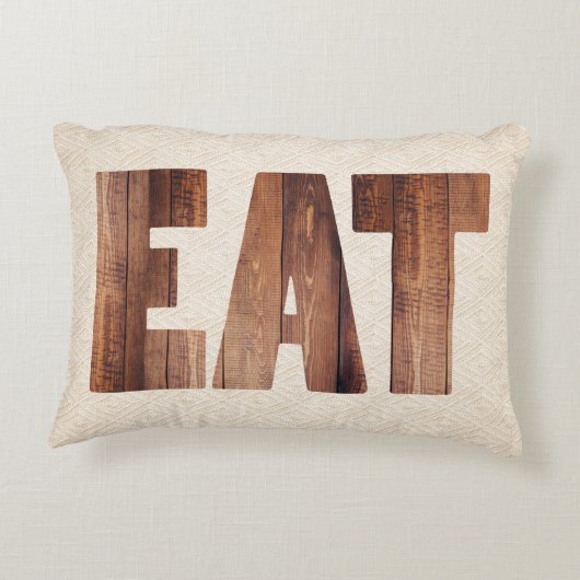 ウッド素朴カントリー食べタイポグラフィオートミール アクセントクッション (裏面)