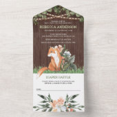 ウッド素朴キュートキツネウッドランドベビーシャワー オールインワン招待状 (内側)