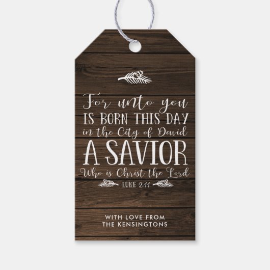 ウッド素朴クリスチャンクリスマスタイポグラフィホリデー ギフトタグ (正面)