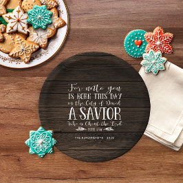 ウッド素朴クリスチャンクリスマスバースタイポグラフィ ペーパープレート