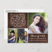 ウッド素朴クリスチャン卒業式イザヤ40 ポストカード (正面/裏面)