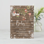 ウッド素朴クリスマスオーナメントホリデーパーティー 招待状 (スタンド正面)