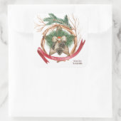 ウッド素朴クリスマススターウィッグリース スクエアシール (バッグ)